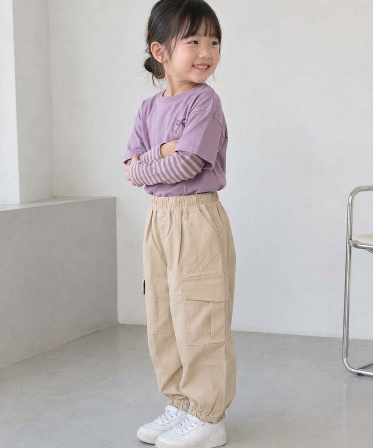 【aimoha KIDS】【90-130cm】ワイドカーゴジョガーパンツ