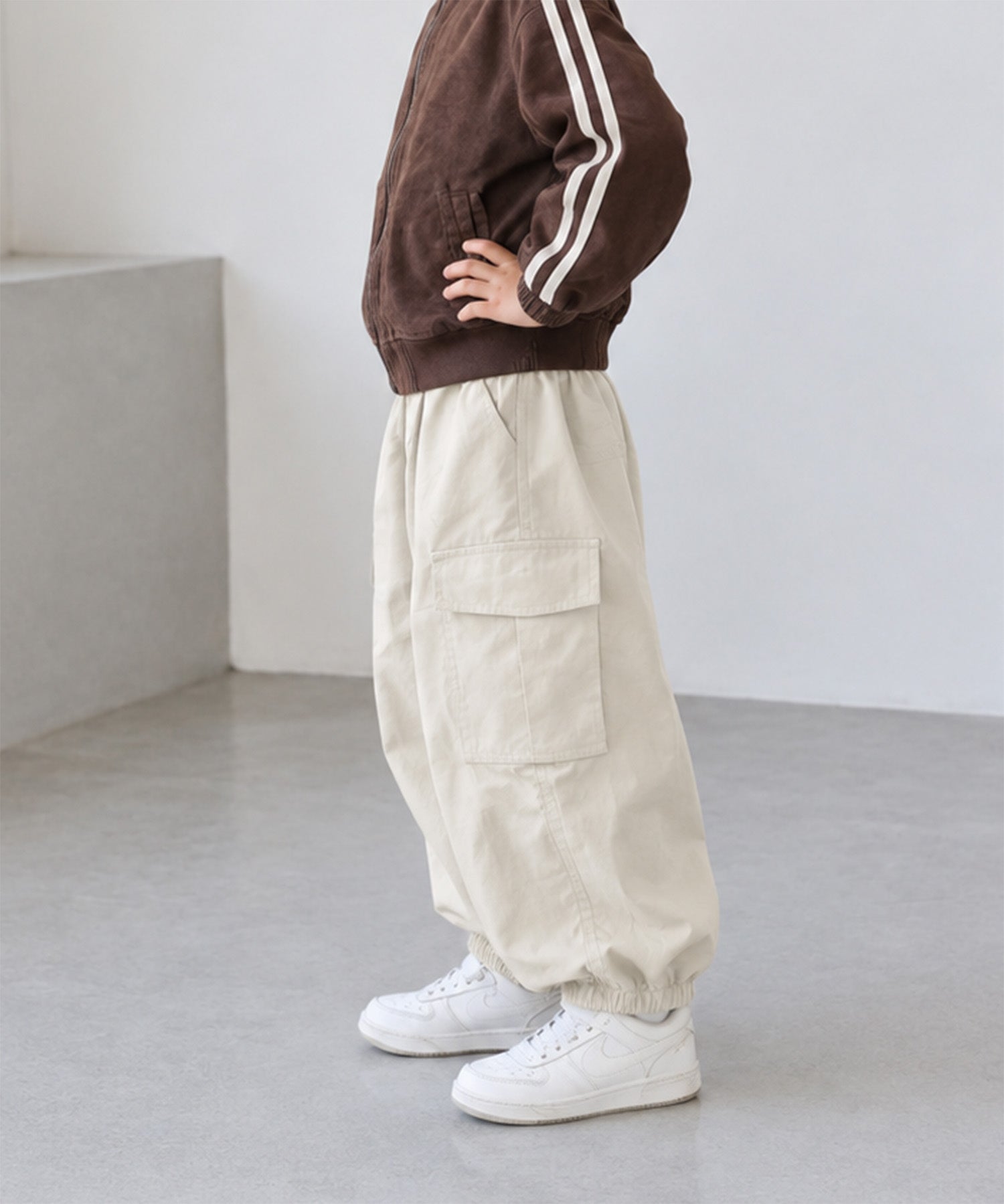 【aimoha KIDS】【90-130cm】ワイドカーゴジョガーパンツ