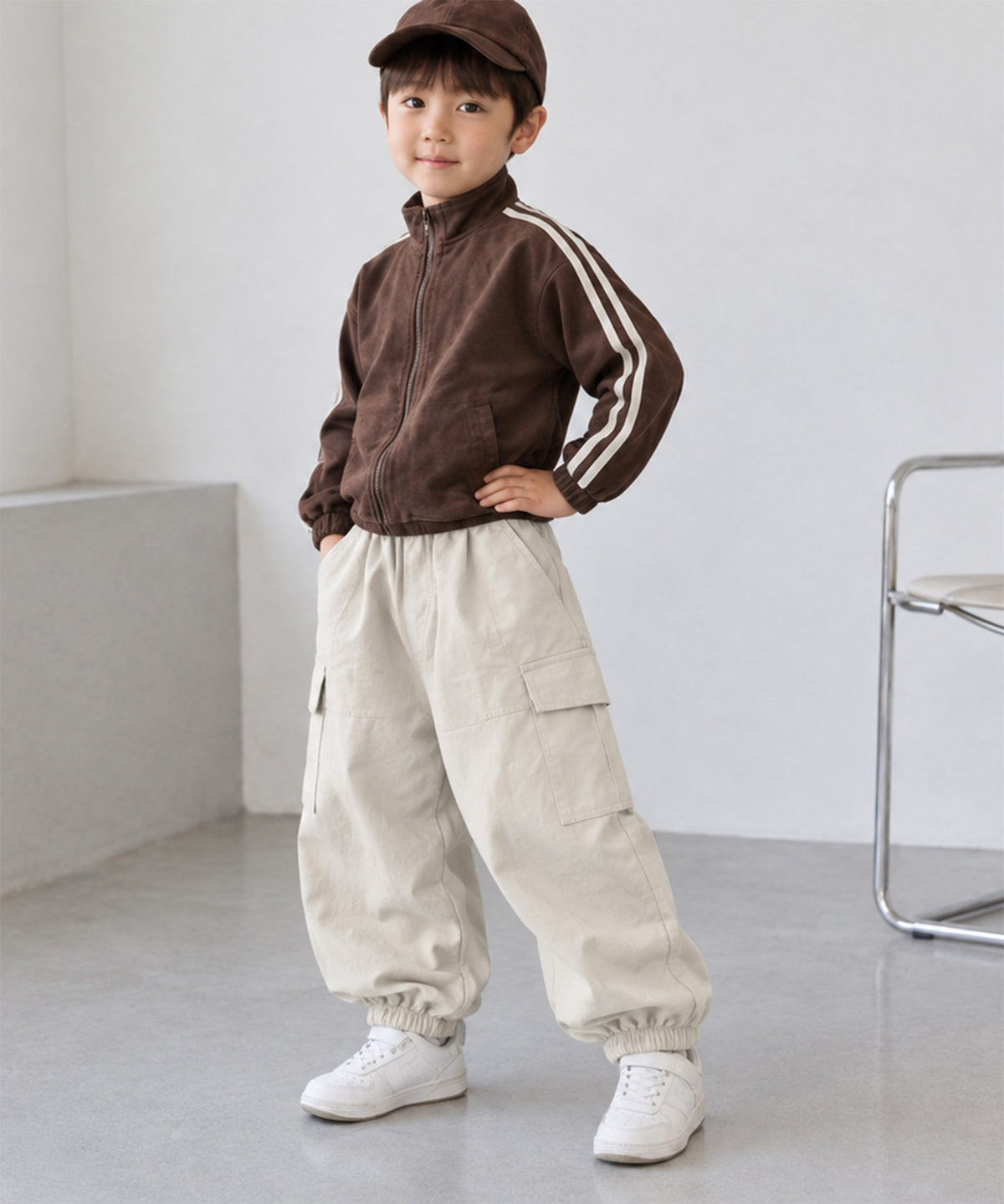【aimoha KIDS】【90-130cm】ワイドカーゴジョガーパンツ