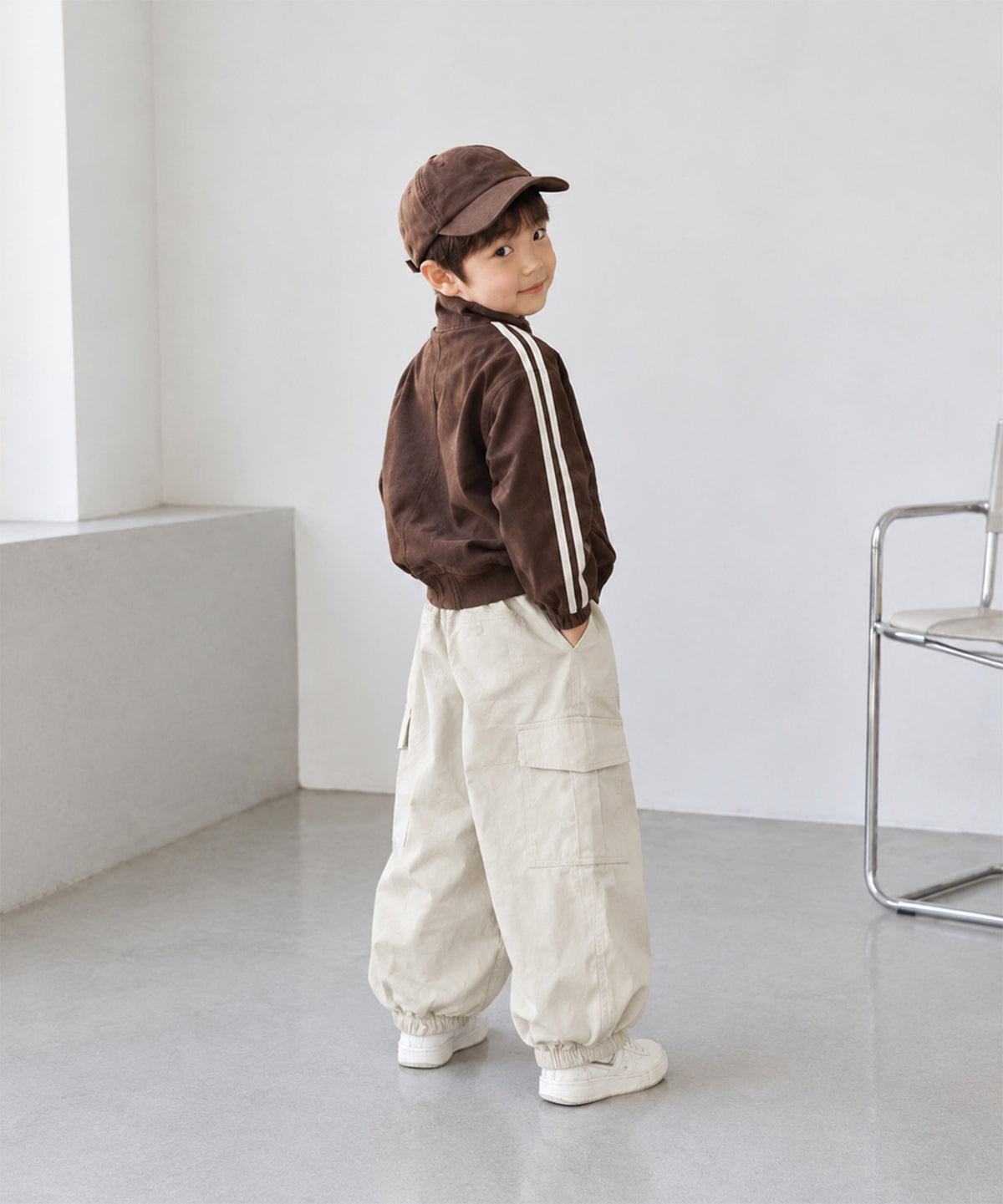 【aimoha KIDS】【90-130cm】ワイドカーゴジョガーパンツ