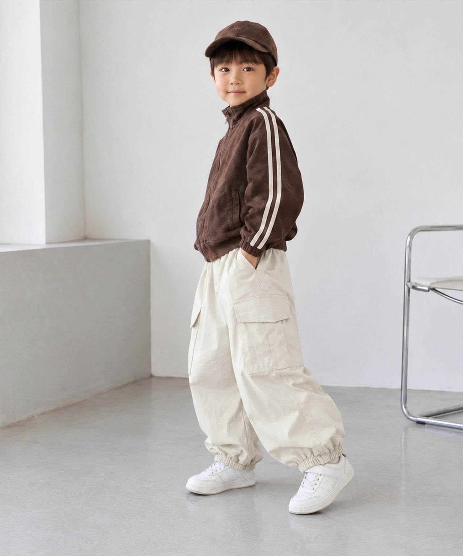 【aimoha KIDS】【90-130cm】ワイドカーゴジョガーパンツ