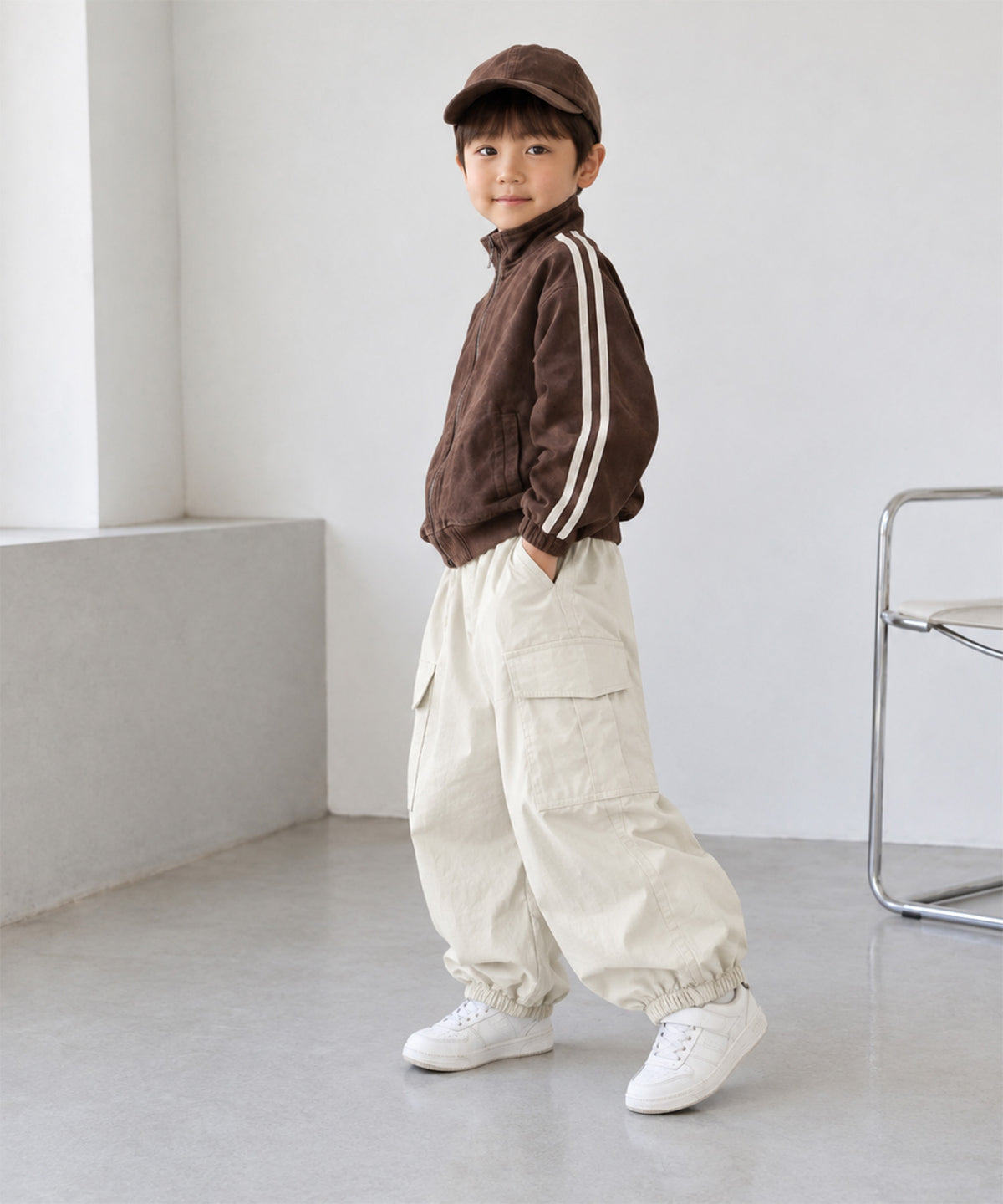 【aimoha KIDS】【90-130cm】ワイドカーゴジョガーパンツ