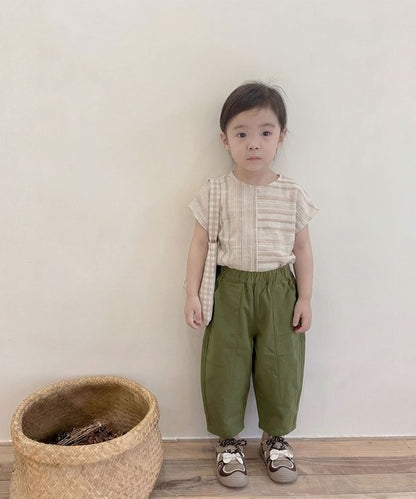 【aimoha-KIDS-】韓国子供服 切り替えカーゴチノパンツ