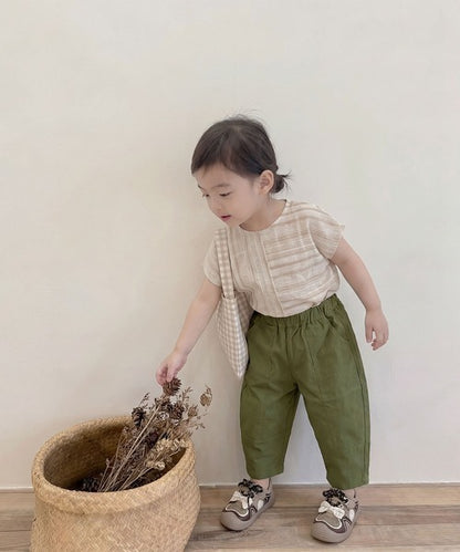 【aimoha-KIDS-】韓国子供服 切り替えカーゴチノパンツ
