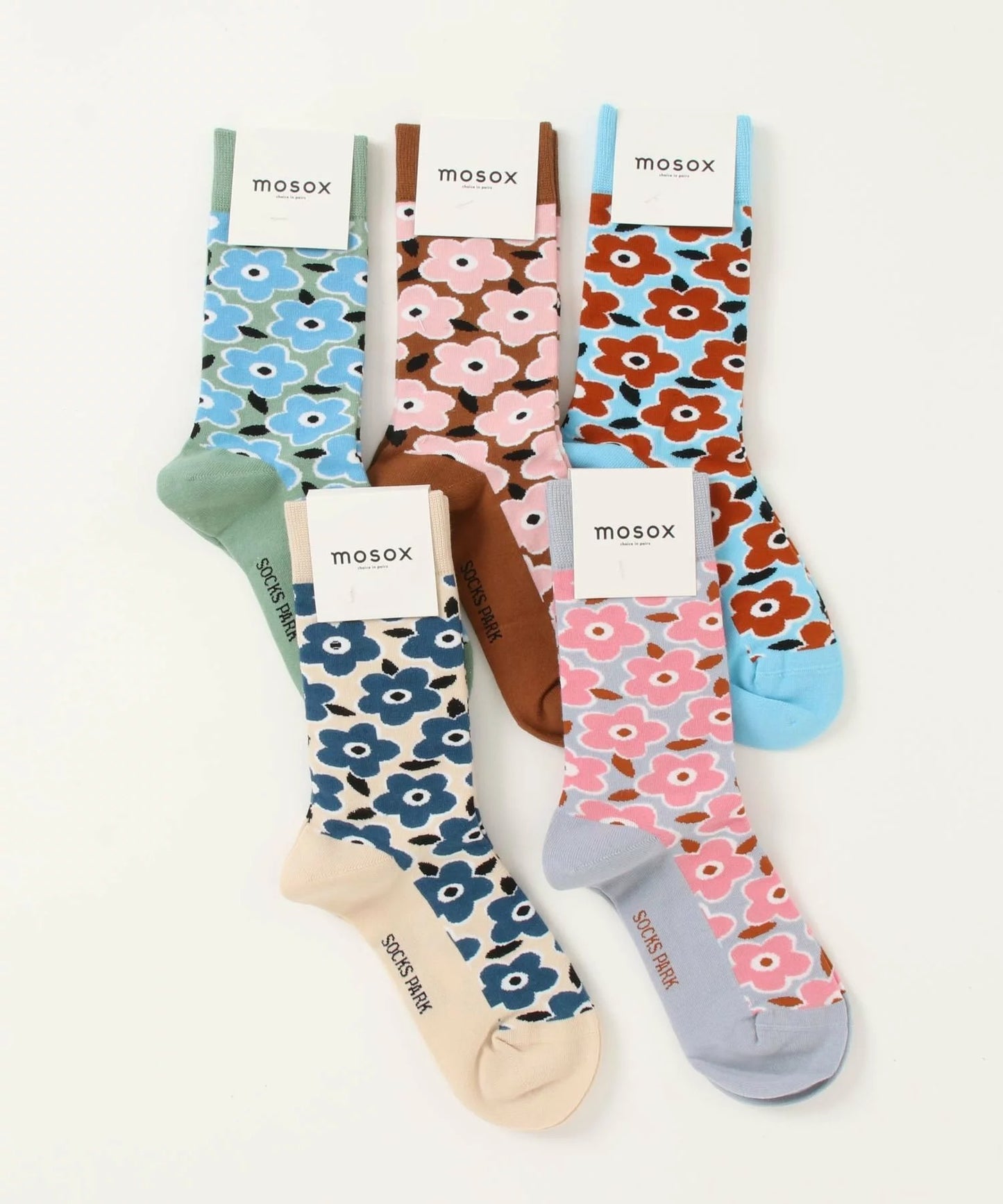 【mosox】花柄靴下5点セット