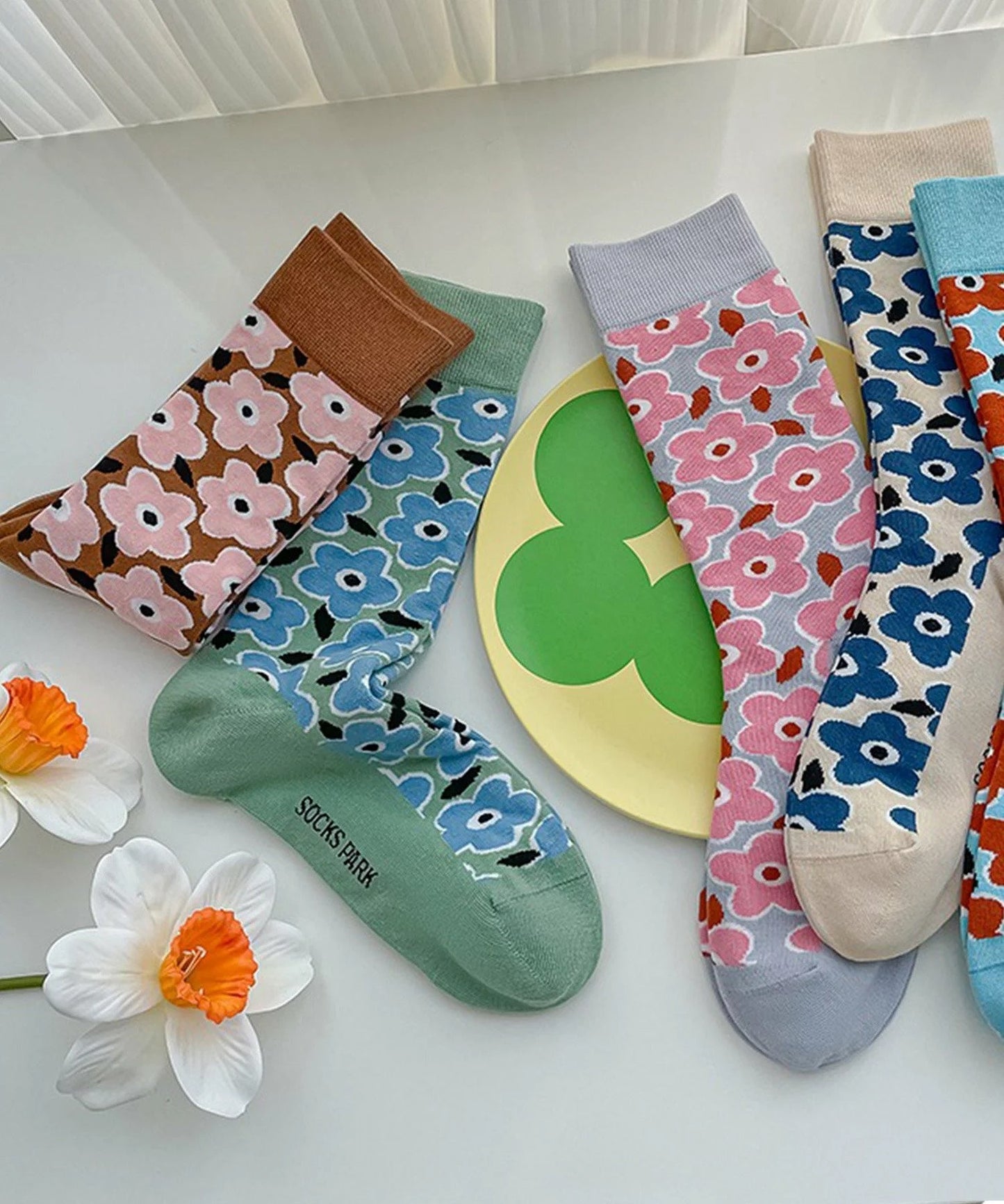 【mosox】花柄靴下5点セット