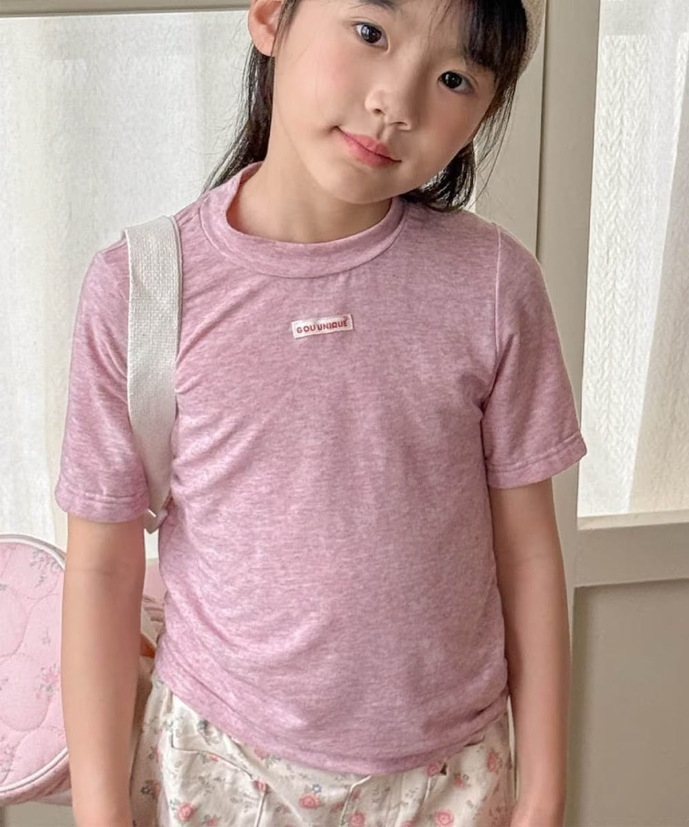 【aimoha-KIDS-】シンプルロゴ風ベーシックTシャツ (SS)