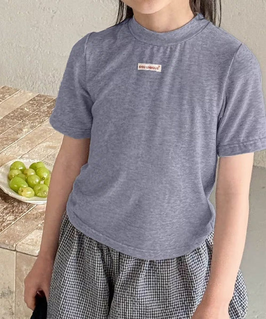 【aimoha-KIDS-】シンプルロゴ風ベーシックTシャツ (SS)