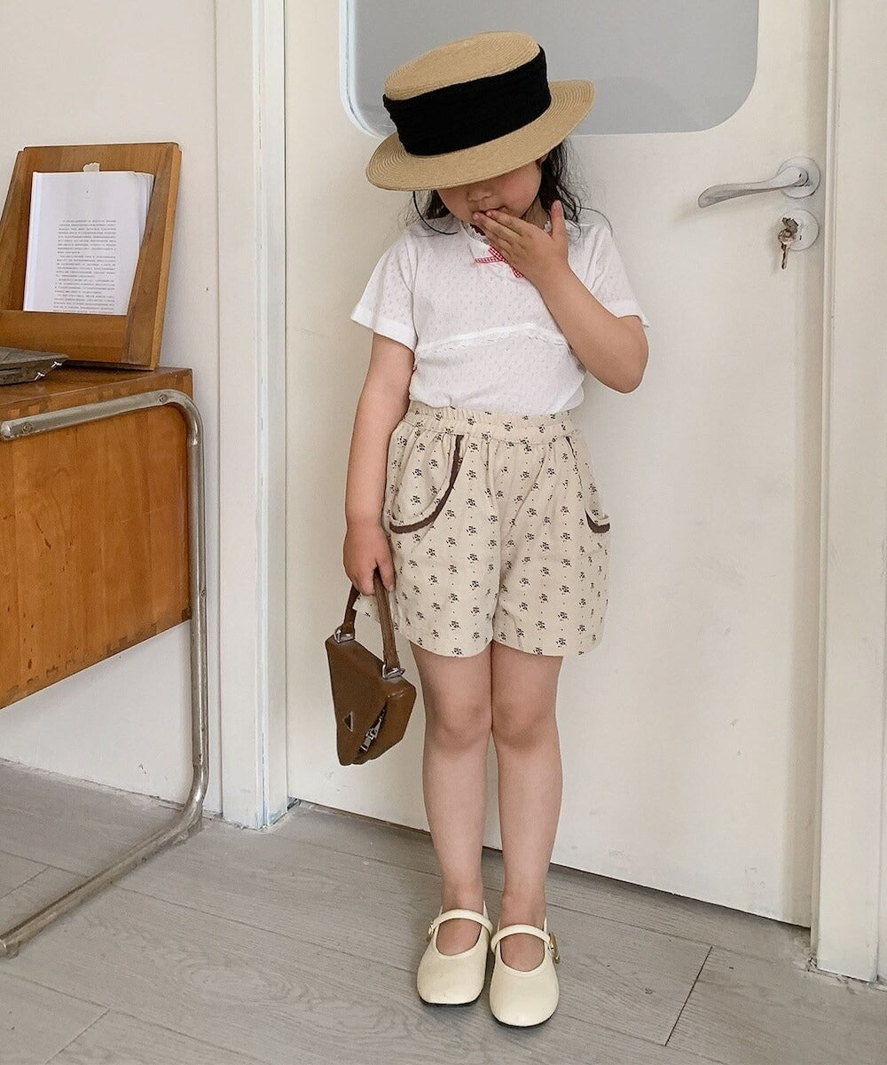 【aimoha-KIDS-】花柄　キッズハーフパンツ (SS)