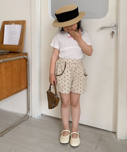 【aimoha-KIDS-】花柄　キッズハーフパンツ (SS)