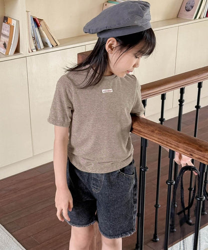 【aimoha-KIDS-】シンプルロゴ風ベーシックTシャツ (SS)