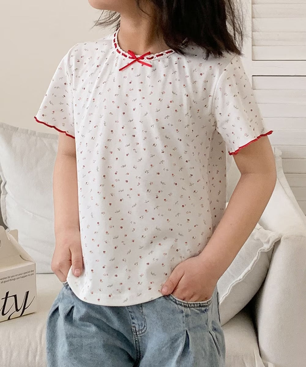 【aimoha-KIDS-】小花柄　キッズTシャツ (SS)
