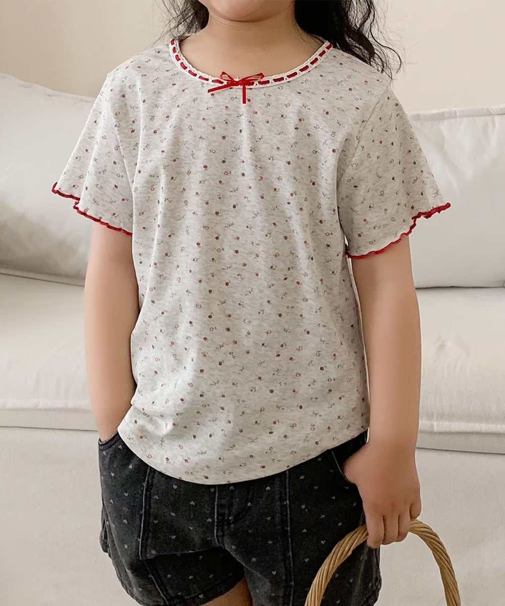 【aimoha-KIDS-】小花柄　キッズTシャツ (SS)