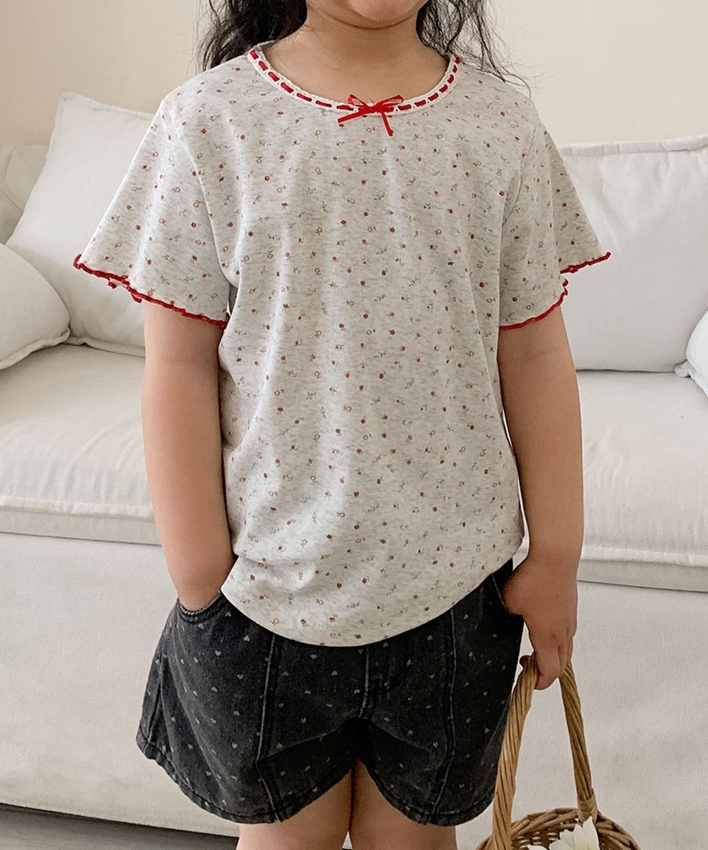 【aimoha-KIDS-】小花柄　キッズTシャツ (SS)