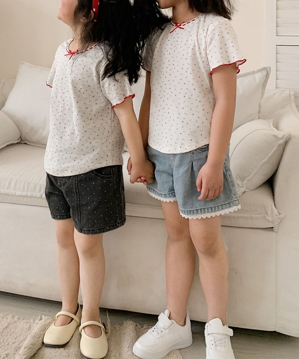 【aimoha-KIDS-】小花柄　キッズTシャツ (SS)