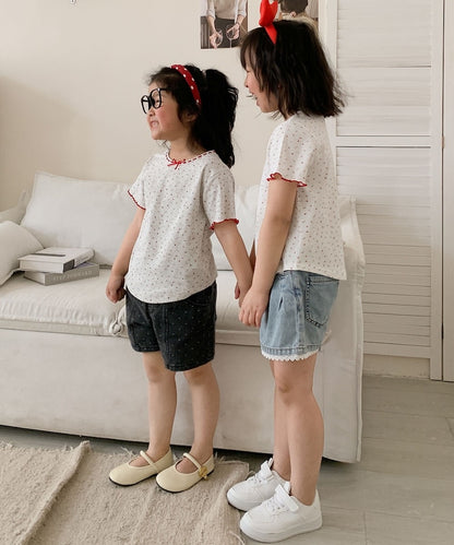 【aimoha-KIDS-】小花柄　キッズTシャツ (SS)