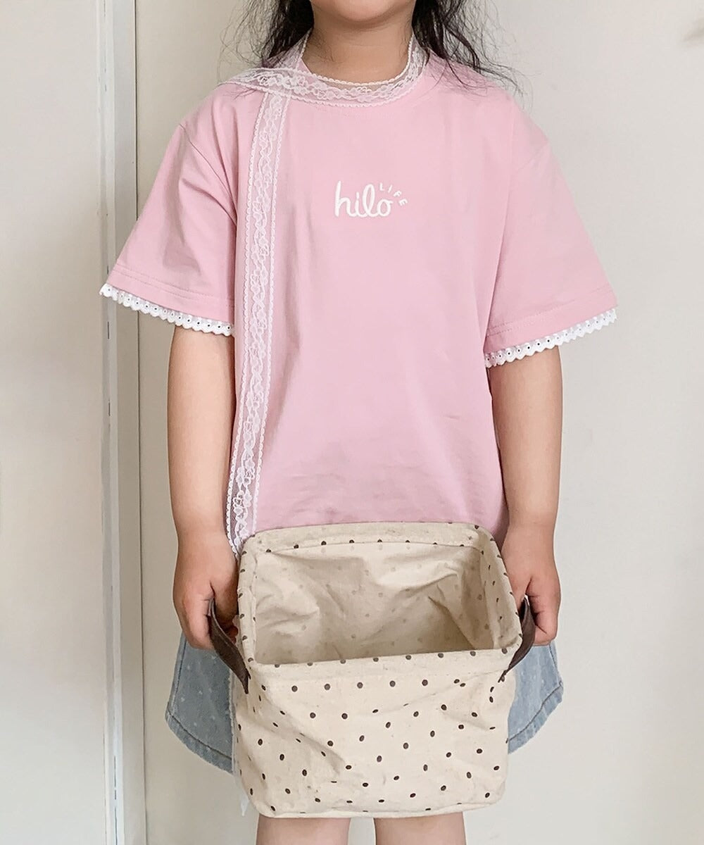 【aimoha-KIDS-】キッズ　袖裾レースTシャツ (SS)