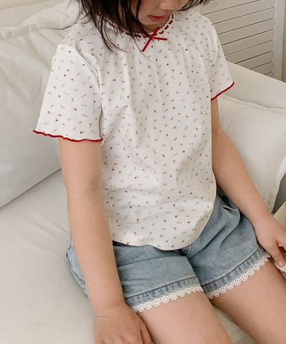【aimoha-KIDS-】小花柄　キッズTシャツ (SS)