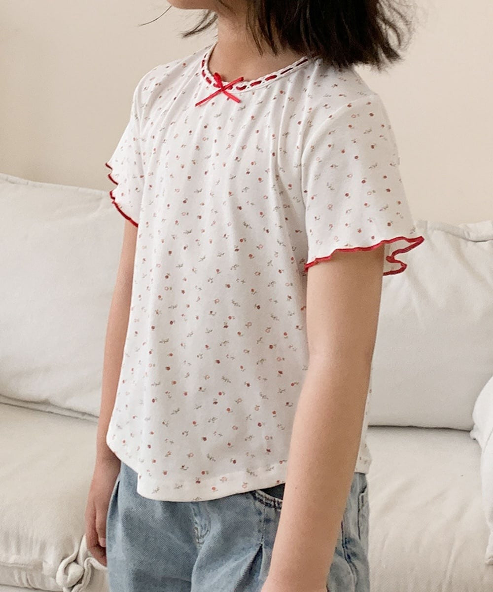 【aimoha-KIDS-】小花柄　キッズTシャツ (SS)