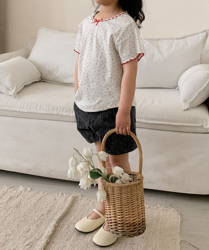 【aimoha-KIDS-】小花柄　キッズTシャツ (SS)