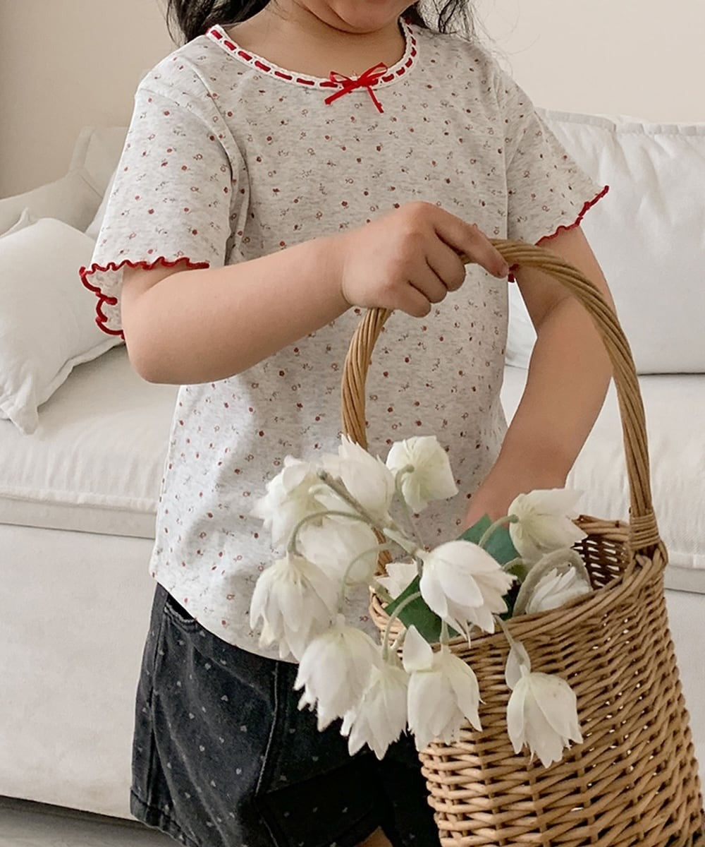 【aimoha-KIDS-】小花柄　キッズTシャツ (SS)