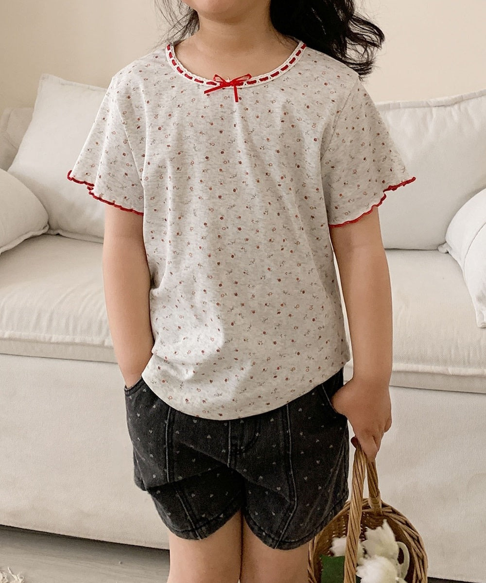 【aimoha-KIDS-】小花柄　キッズTシャツ (SS)