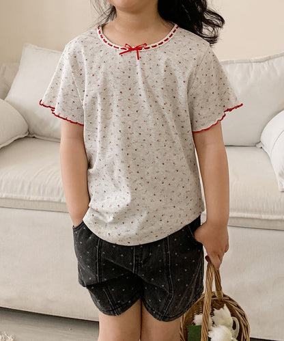 【aimoha-KIDS-】小花柄　キッズTシャツ (SS)