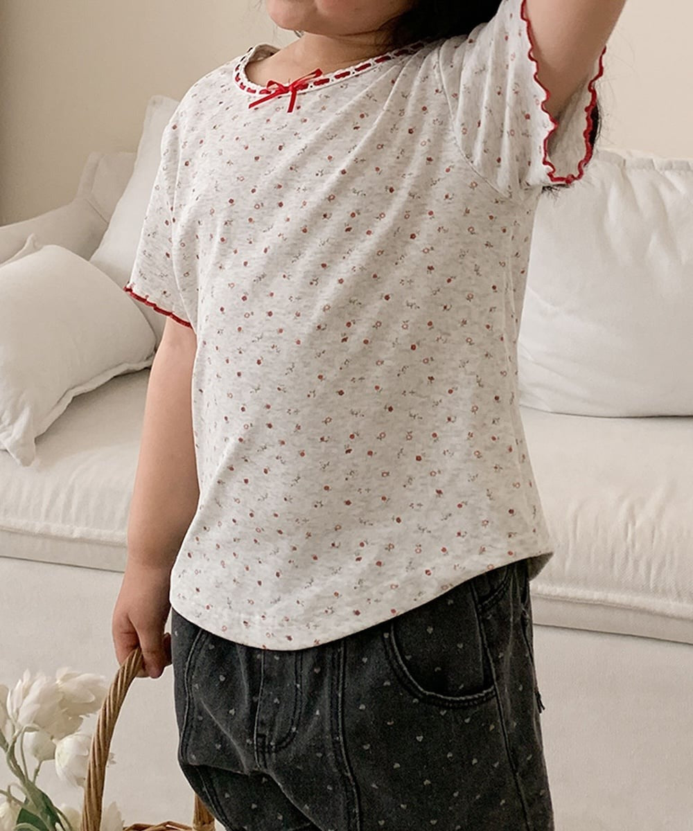 【aimoha-KIDS-】小花柄　キッズTシャツ (SS)