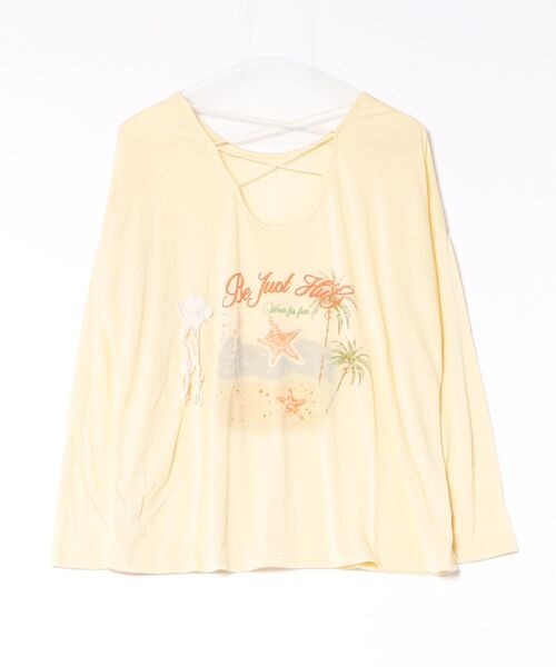 HOOK for girls　マリンプリントレースアップ長袖ルーズトップス