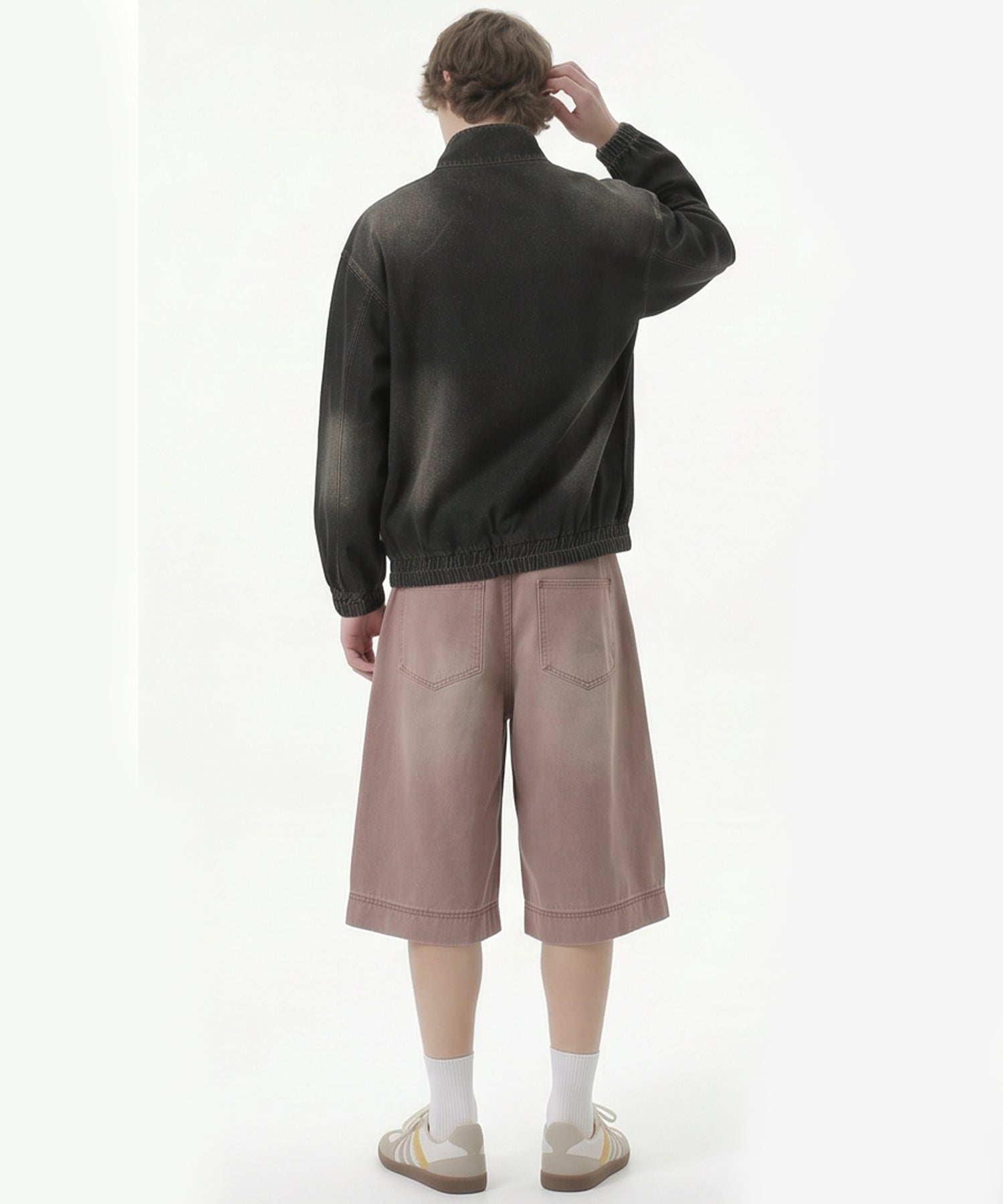 HOOK -select- Racing Embroidered Washed Denim Half-Zip