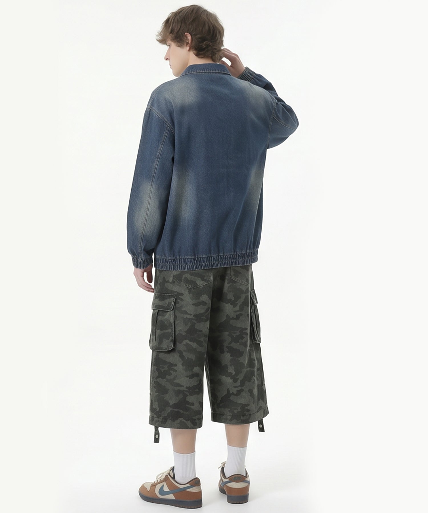 HOOK -select- Racing Embroidered Washed Denim Half-Zip
