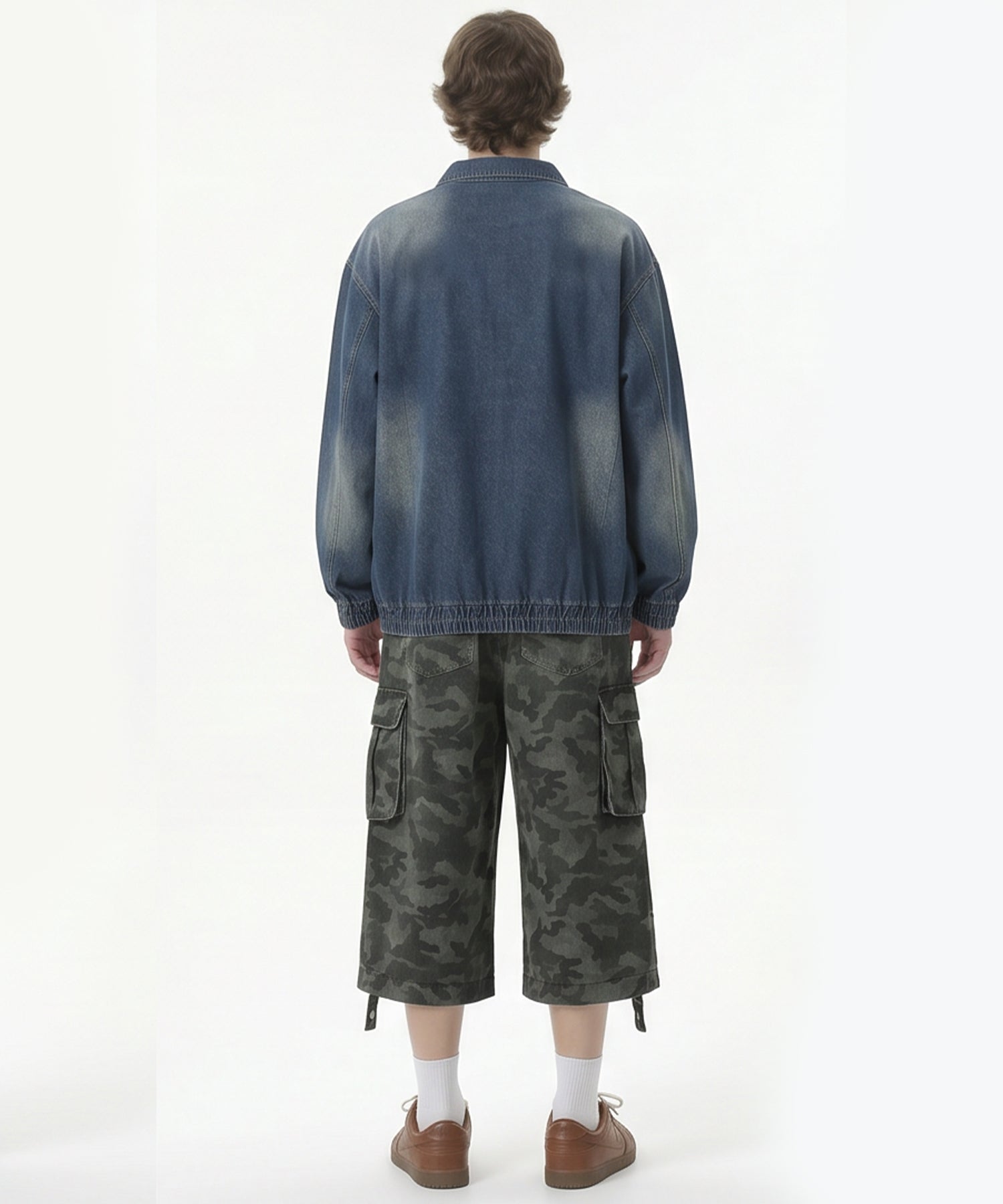 HOOK -select- Racing Embroidered Washed Denim Half-Zip
