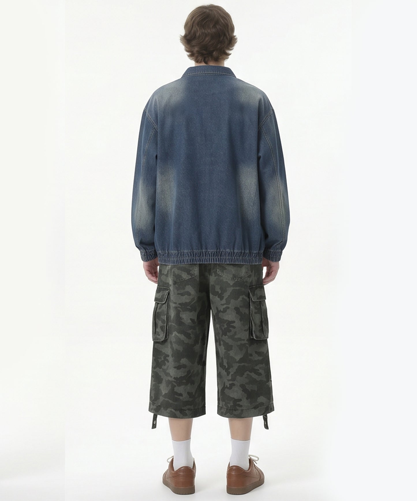HOOK -select-　レーシング刺繍ウォッシュデニムハーフジップ