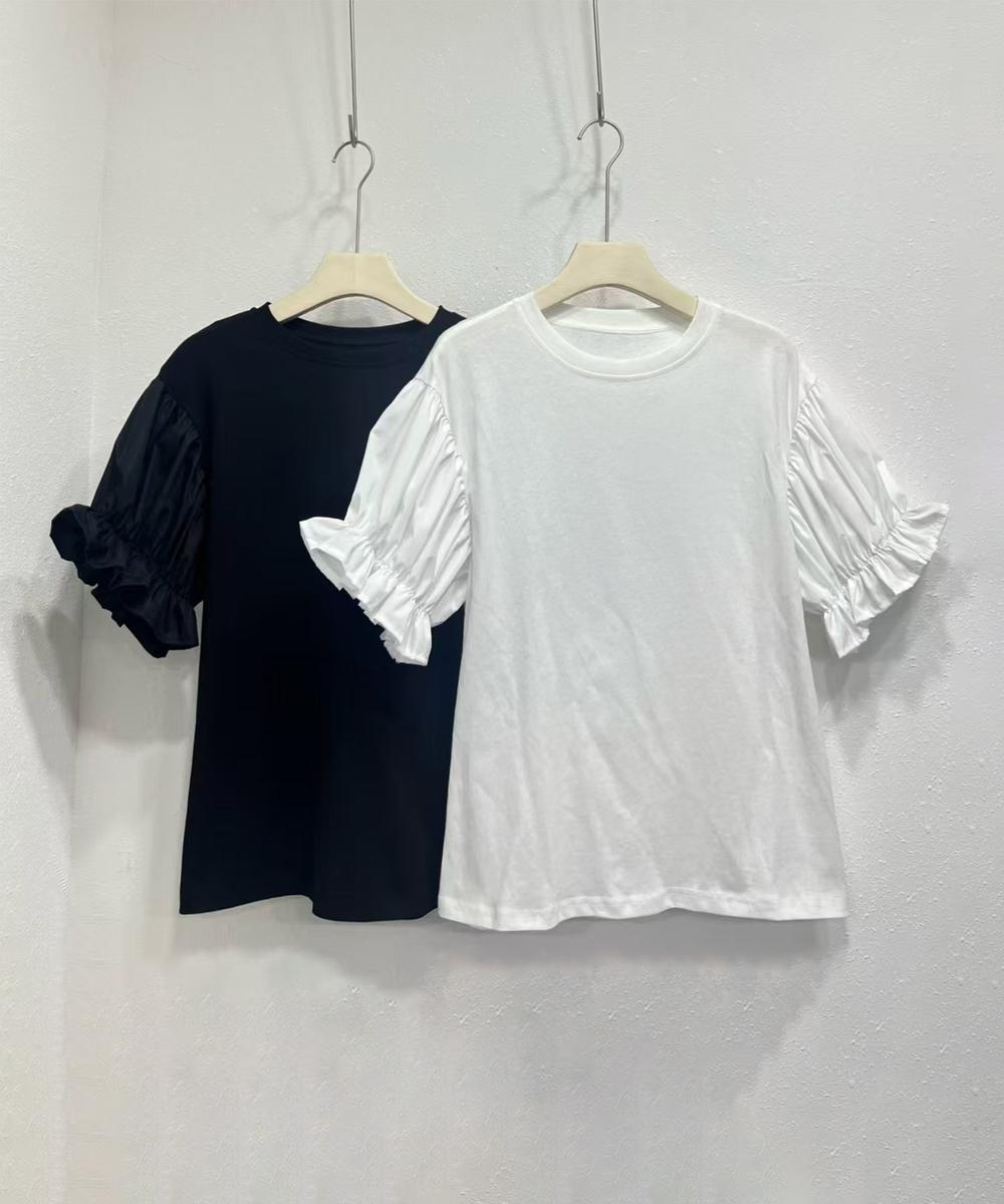ギャザースリーブデザインTシャツ