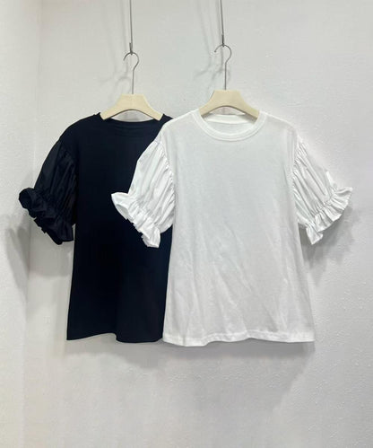 ギャザースリーブデザインTシャツ