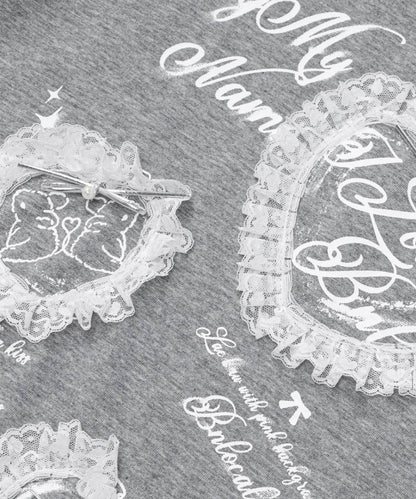 HOOK for girls　レースフリルハート ビッグTシャツ (SS)