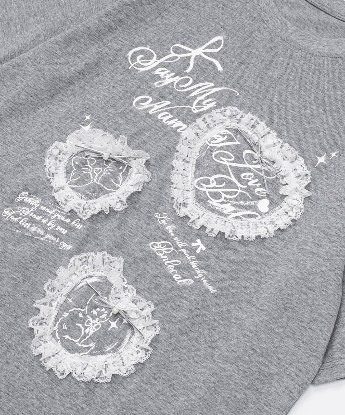 HOOK for girls　レースフリルハート ビッグTシャツ (SS)