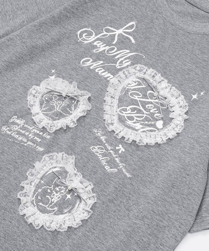 HOOK for girls　レースフリルハート ビッグTシャツ (SS)