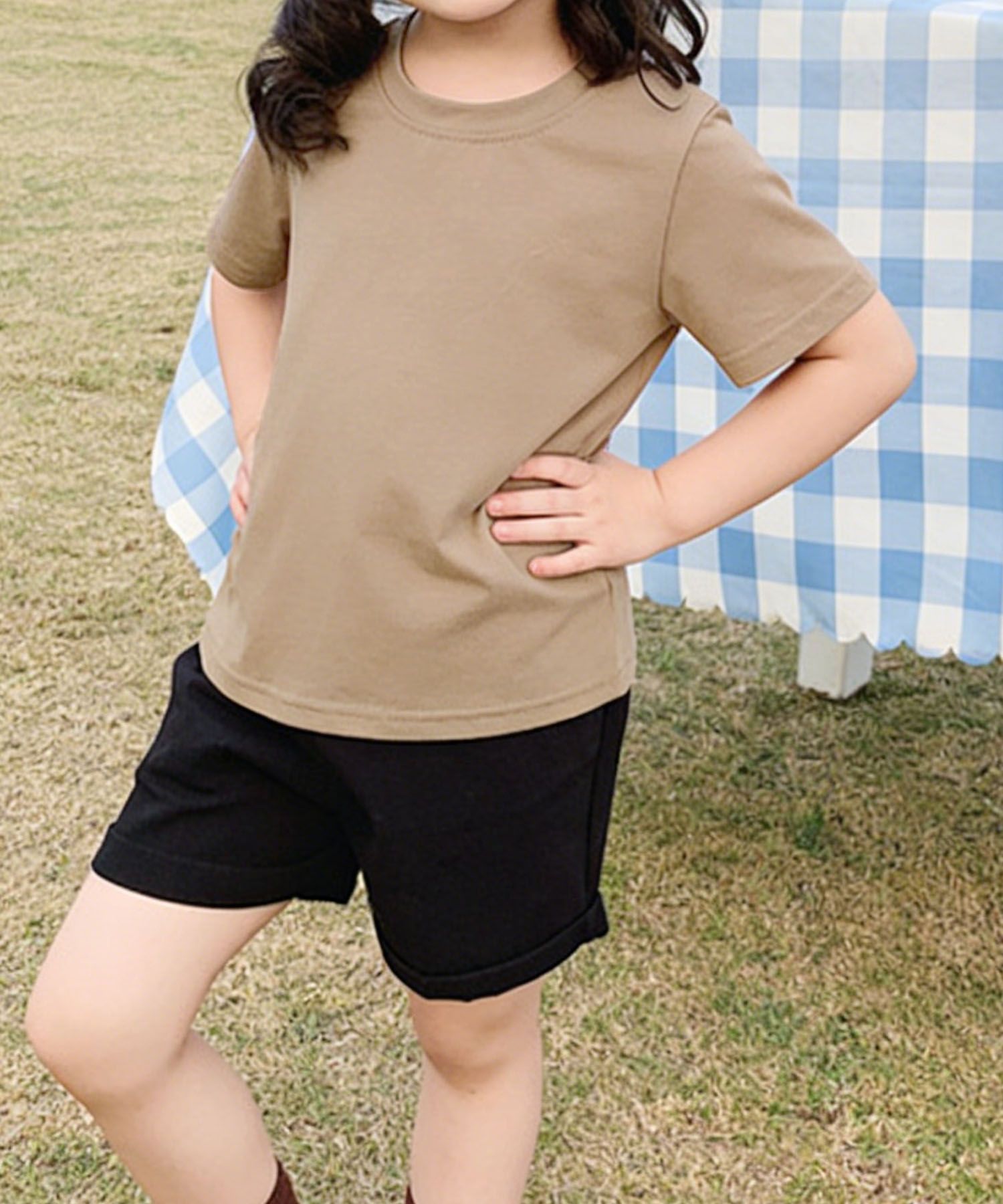 【aimoha-KIDS-】ベーシック半袖Tシャツ