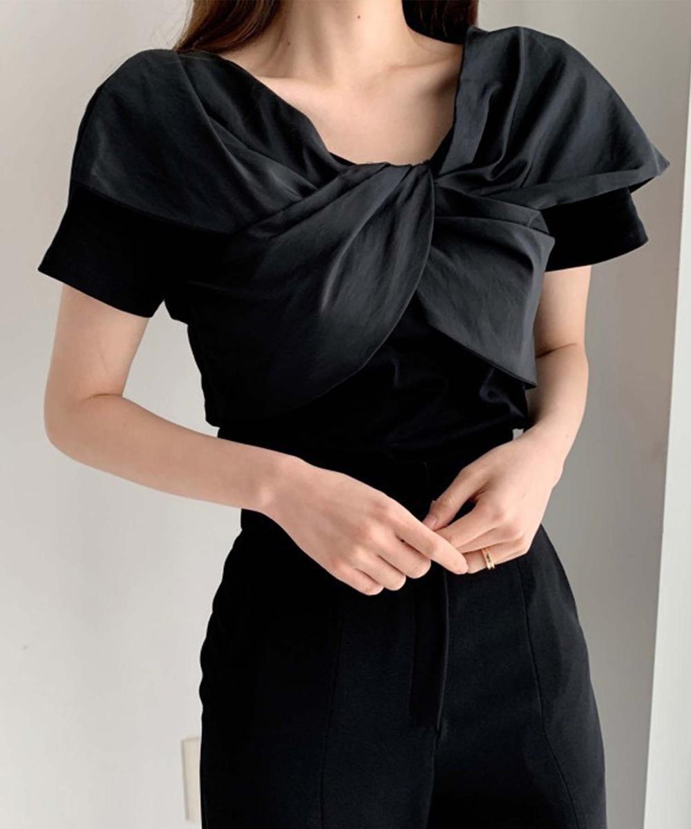 【Jasmine】2WAY肩見せクロスデザイン半袖Ｔシャツ