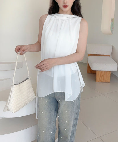 【Jasmine】ノースリーブシフォンリボンタイブラウス