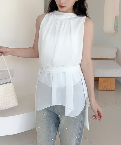 【Jasmine】ノースリーブシフォンリボンタイブラウス