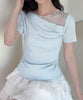 【Jasmine】レース切り替えアシメトリーデザインTシャツ