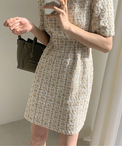 【Jasmine】ツイードフレアミニワンピース