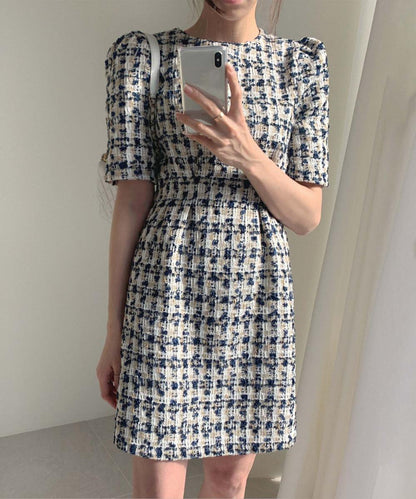 【Jasmine】ツイードフレアミニワンピース