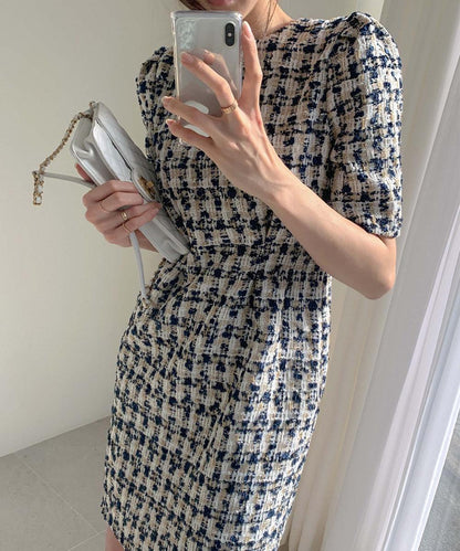 【Jasmine】ツイードフレアミニワンピース