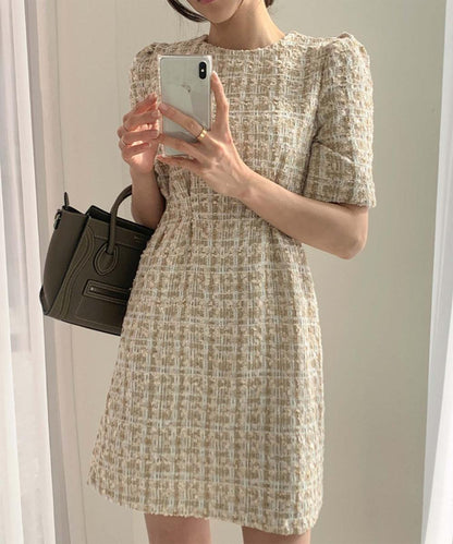 【Jasmine】ツイードフレアミニワンピース