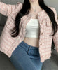 [Jasmine] Tweed-Style Collarless Shacket
