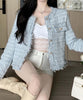 [Jasmine] Tweed-Style Collarless Shacket