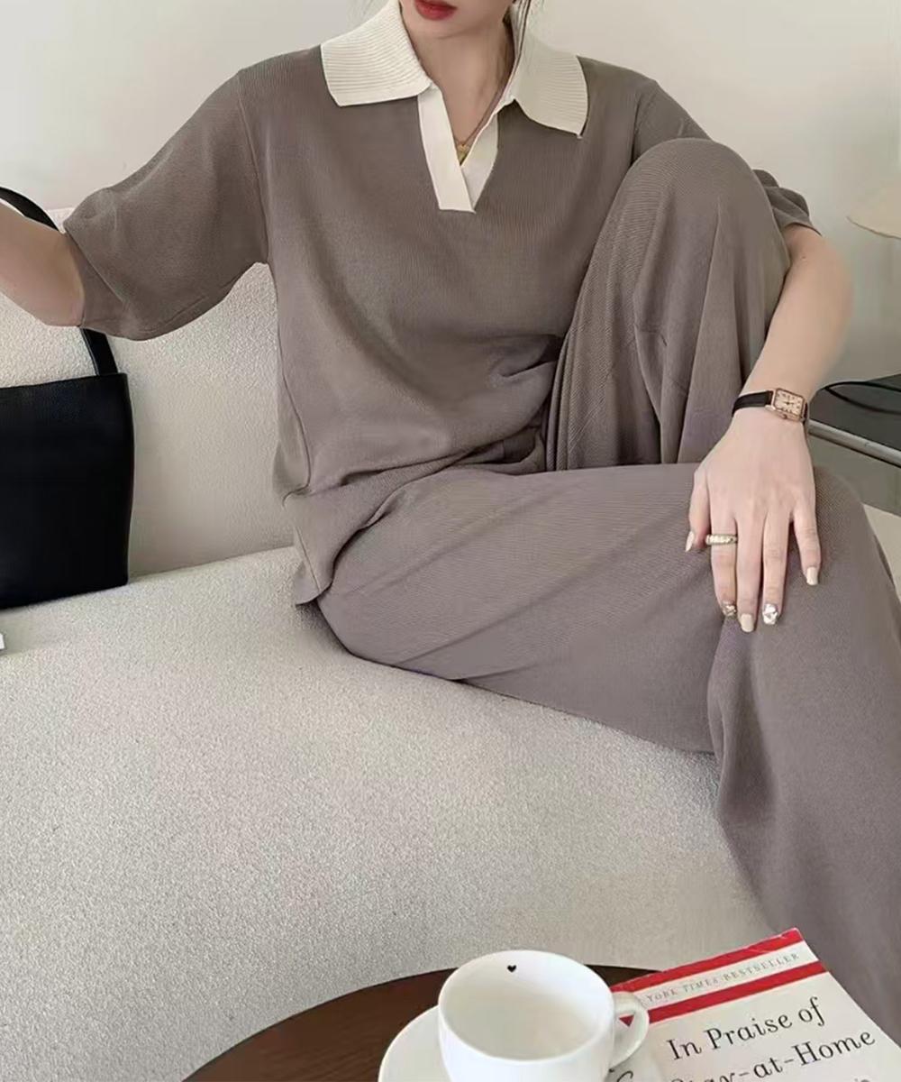 配色カラーニットセットアップ